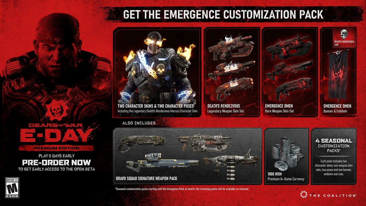 The Premium edition contents: the Emergence Customization Pack, four seasonal packs, the Bravo Squad Signature Weapon Pack and 1,000 Iron.